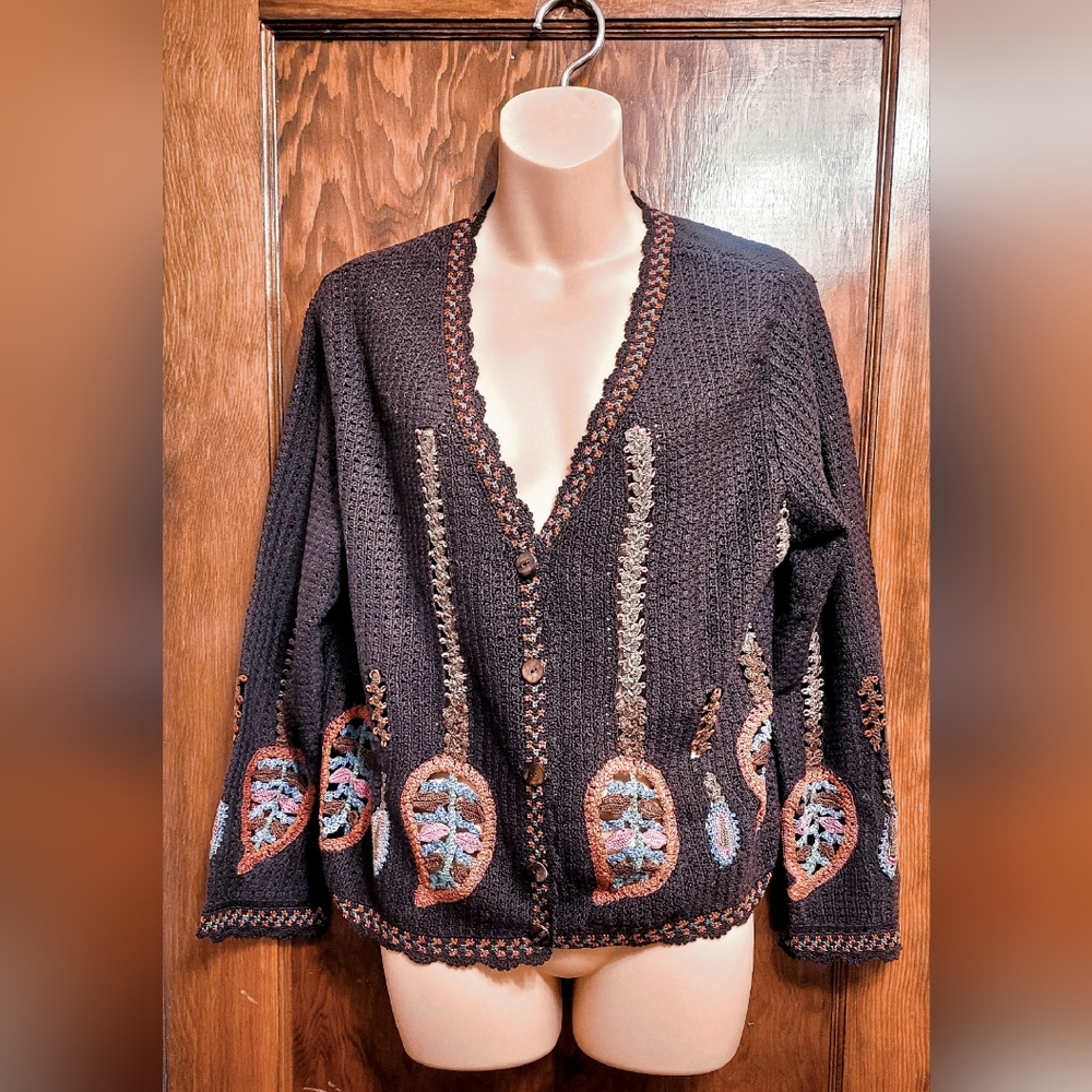 Peruvian Connection BroeKnit Cardigan with Embroidery